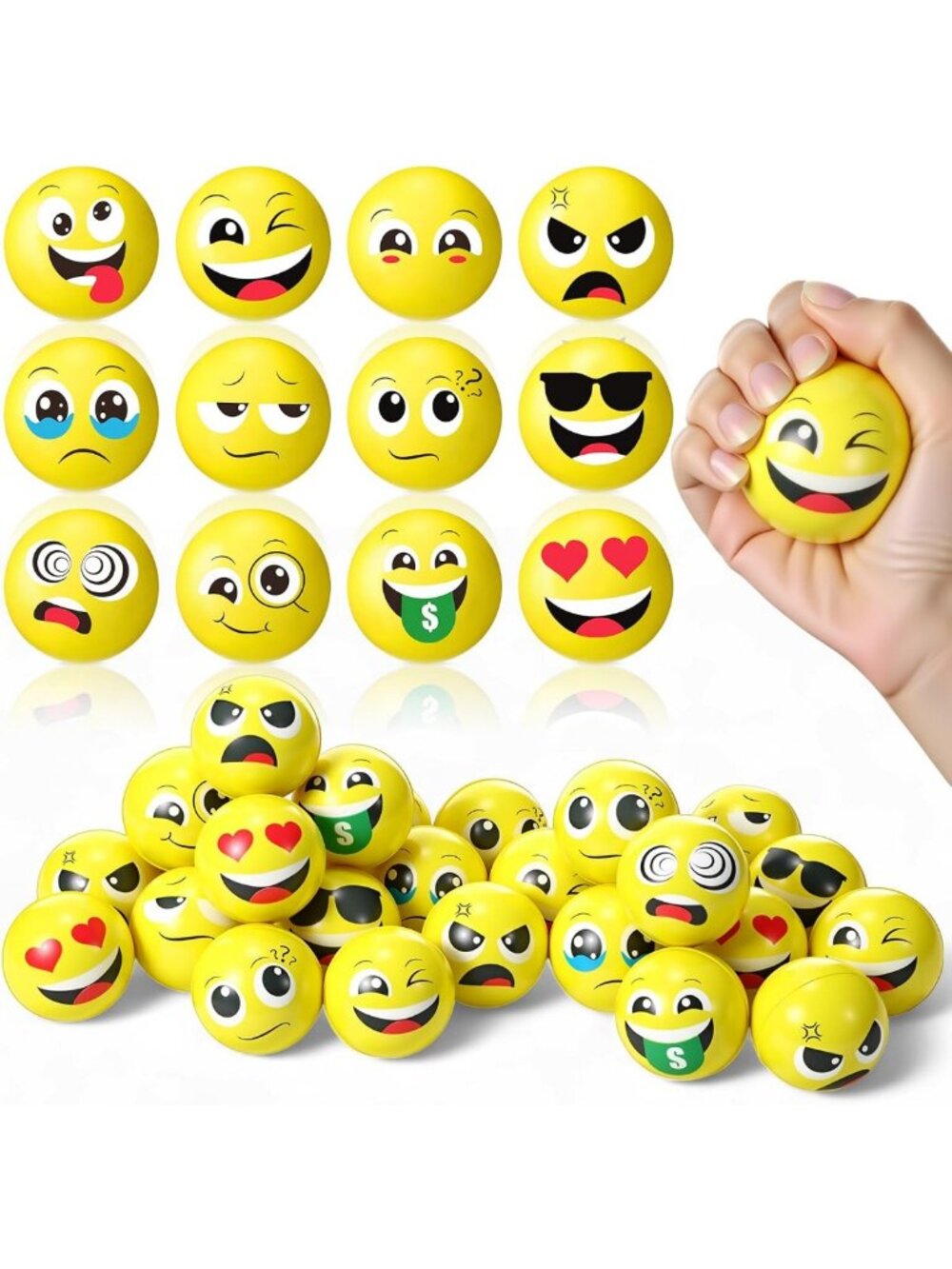 120 Pcs Mini Face Ball Fidget Toys - Stress Relief, Fun & Colorful 2 Inch